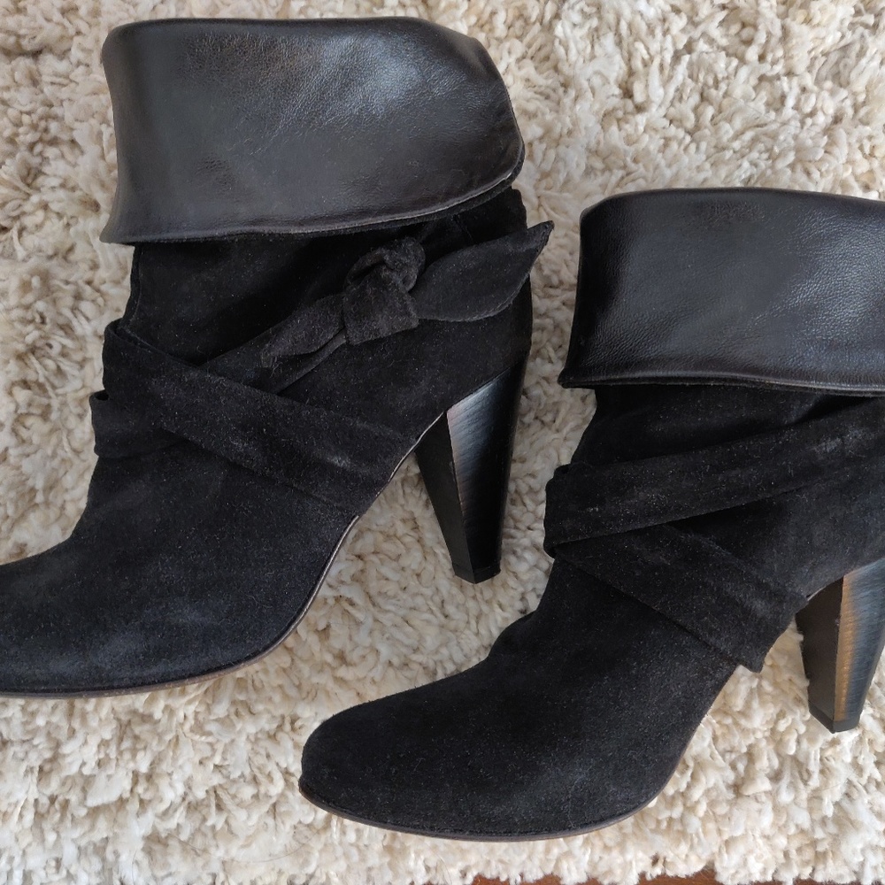 Suede Leather Cuff Booties